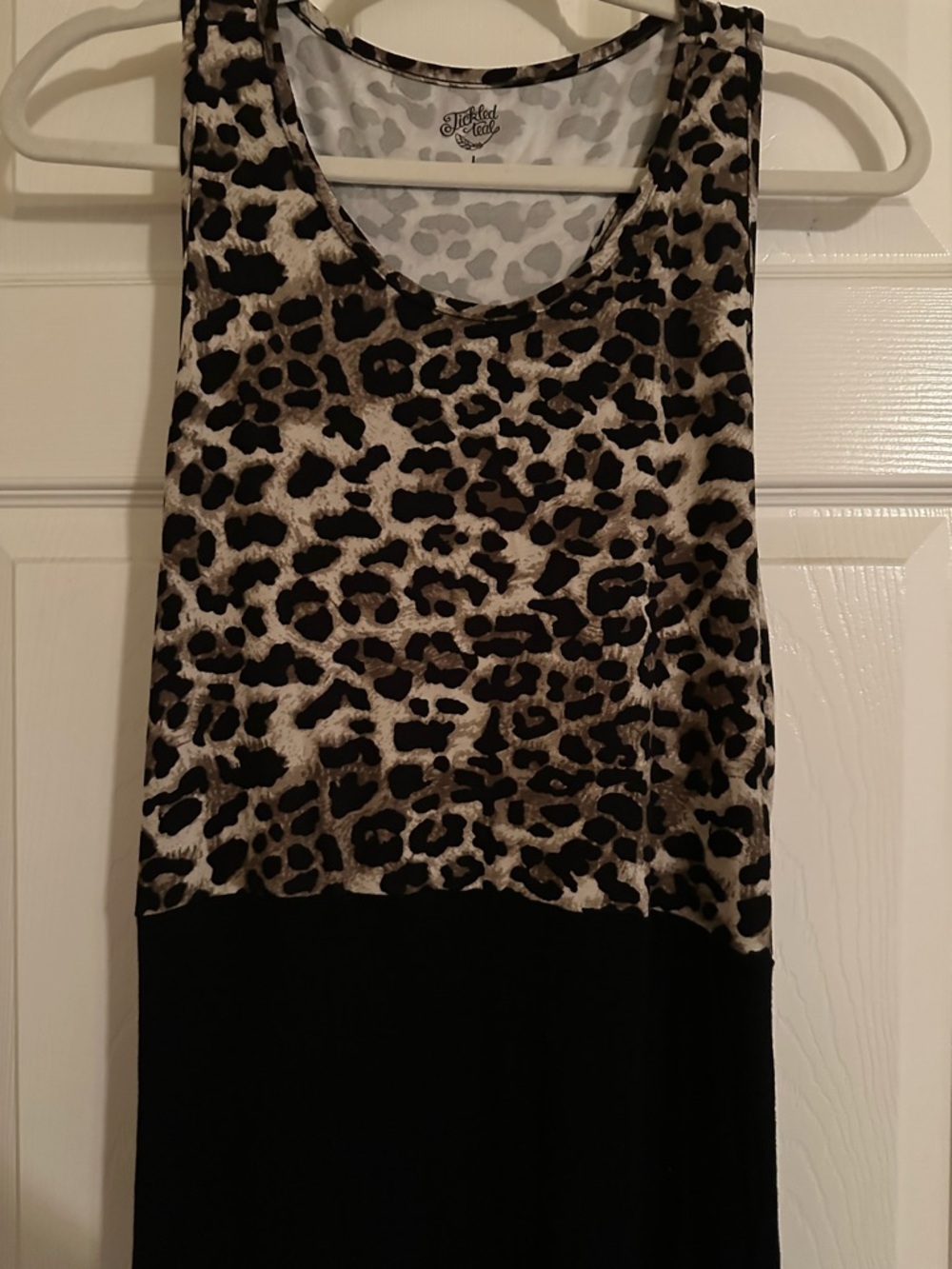 Black Maxi Dress with Leopard Print Bust